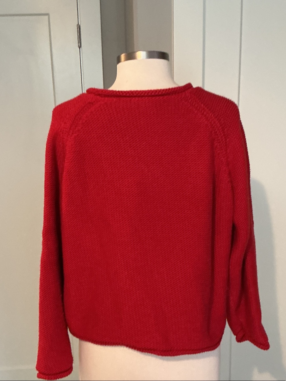 Shannon Passero  chunky cotton knit crop Crewneck Knit Sweater. Sz Med. - Picture 2 of 5